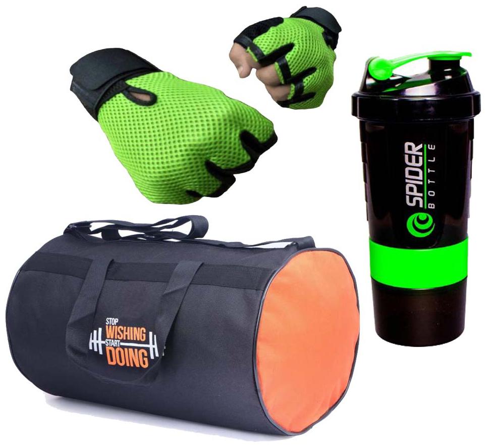 

Polyester Long Lasting Material Duffel Bag Gym Bag with Sport Sipper Water Bottle and Gloves