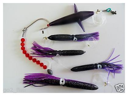 DAISY CHAIN BAIT RIG BULB SQUID /& BIRD TUNA MARLIN TROLLING LURES-BLUE