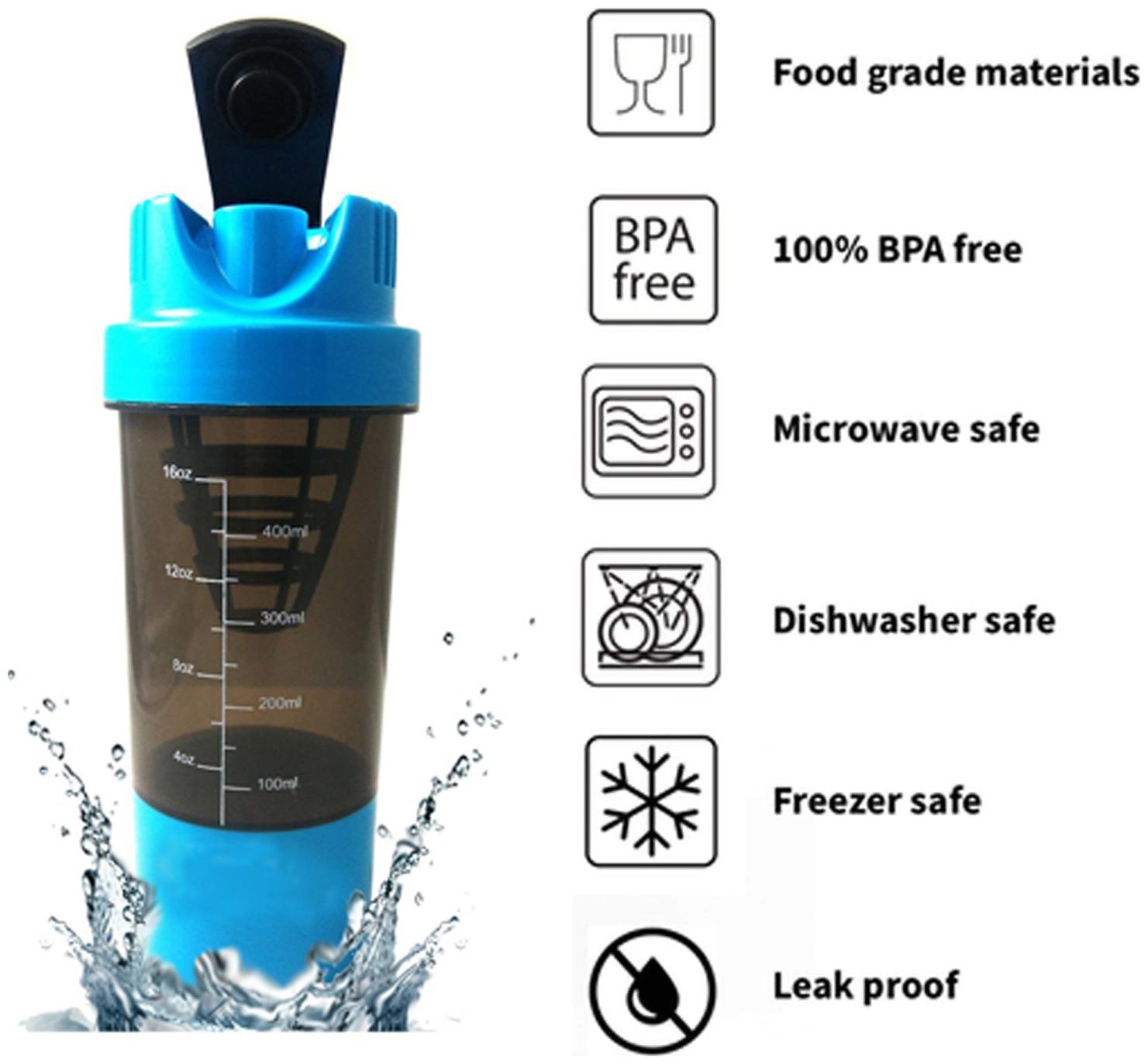 

Shake Me Protein Shaker Gym Bottle Shaker with Compartment (500 ml )