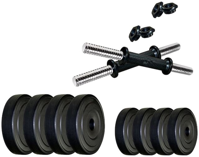 STAR X 10kg Home Gym Exercise Set Of PVC Plates With 1 Pair Dumbbell Rods