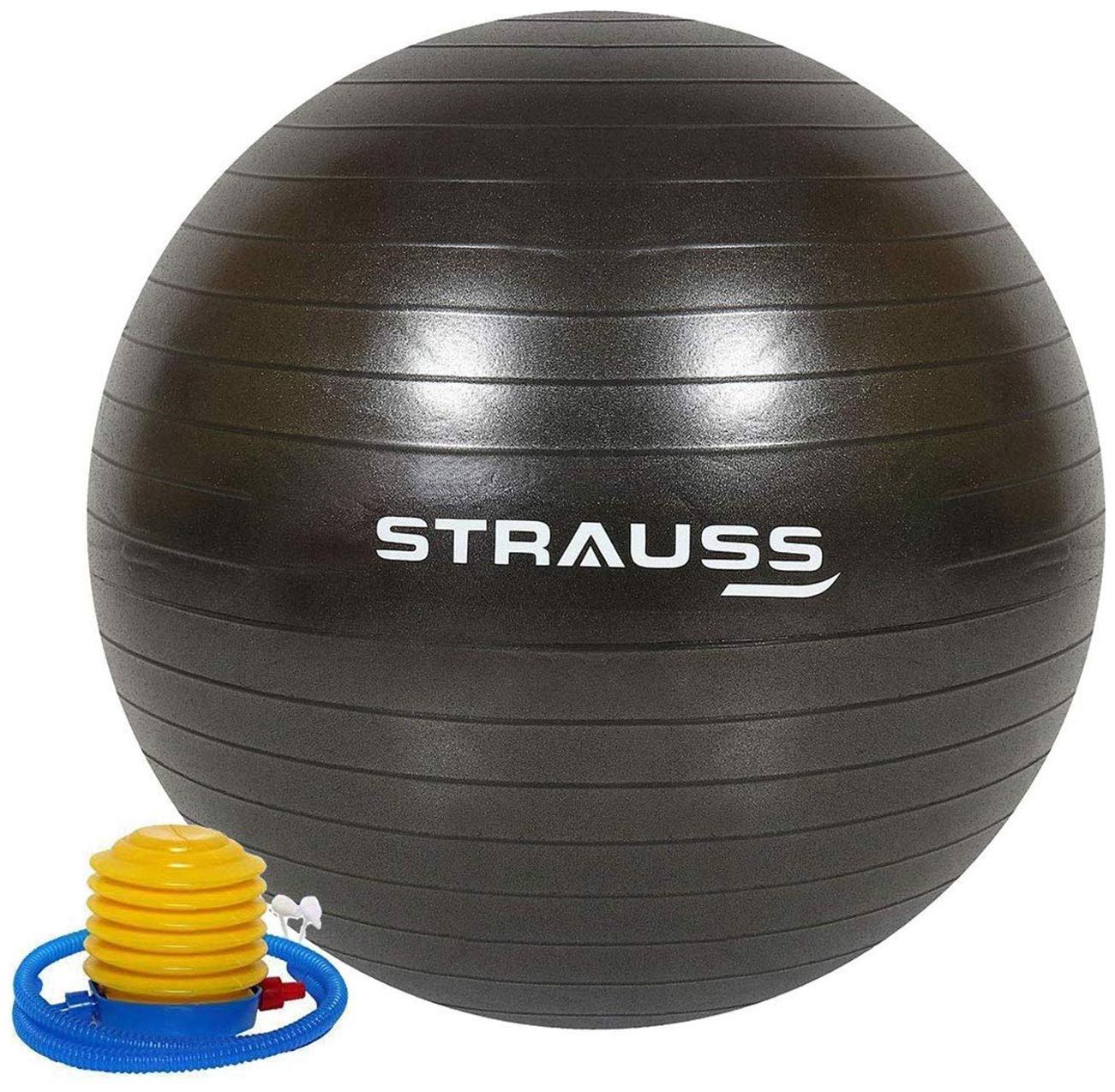 Strauss Anti Burst Gym Ball, 75 CM, Black by Khel Kood