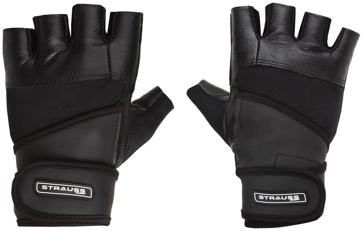 

Strauss Leather Gym Gloves With Wrist Wrap (Medium Black)