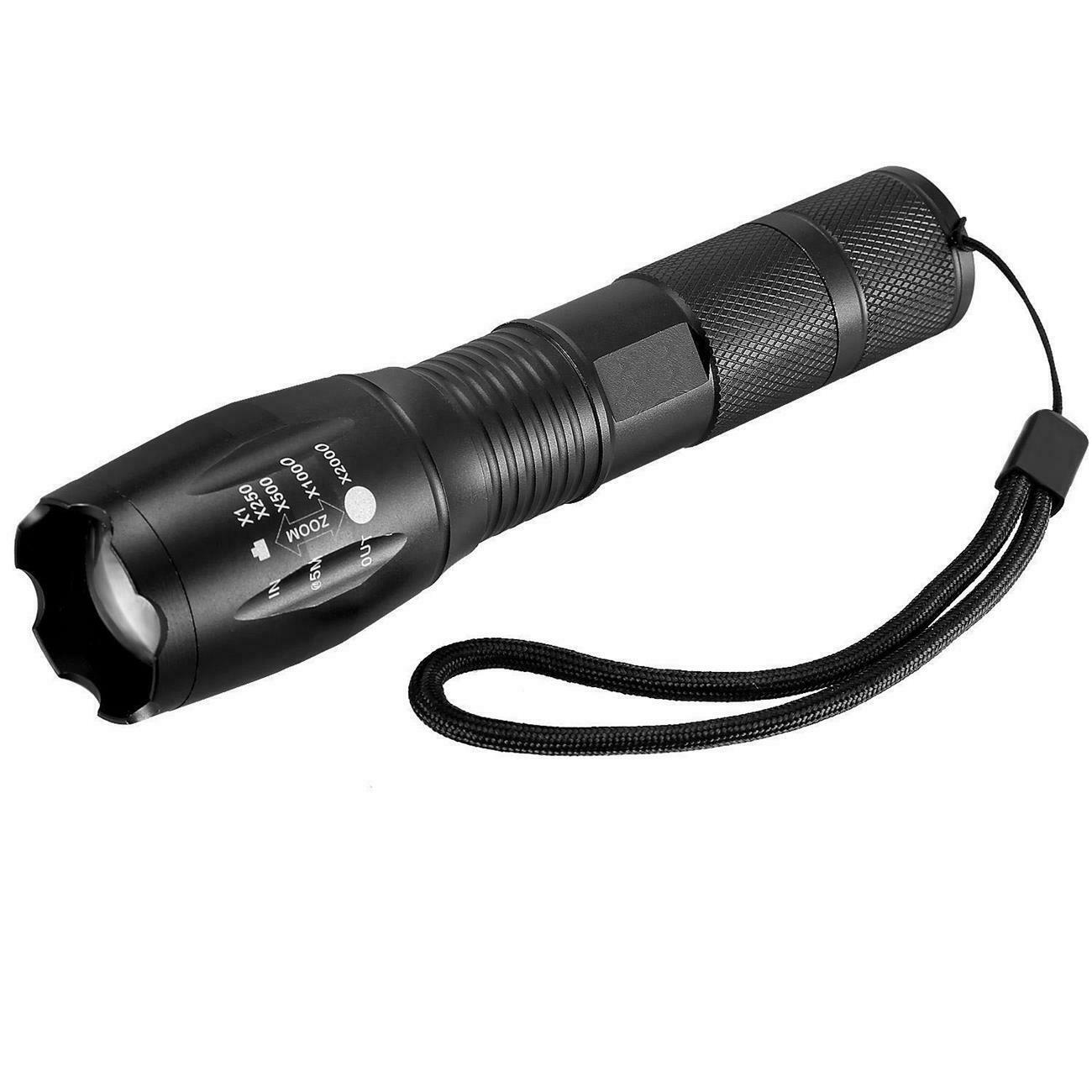 

Super Bright 100000LM Zoomable LED Flashlight 5-Mode Torch Lamp for 18650