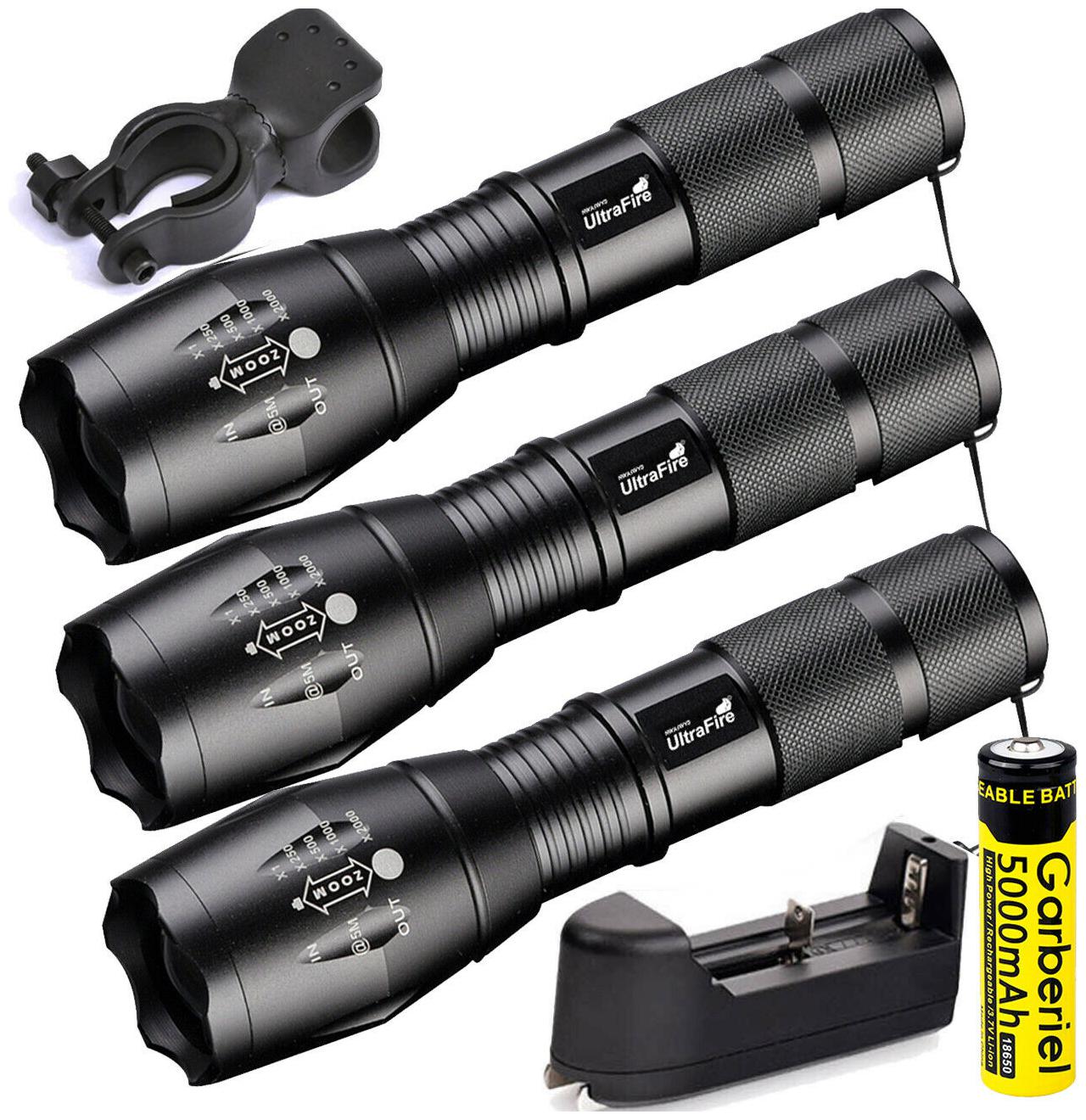 

Tactical 90000LM 5Modes T6 LED Flashlight Ultra Bright Zoomable Torch Lamp Light