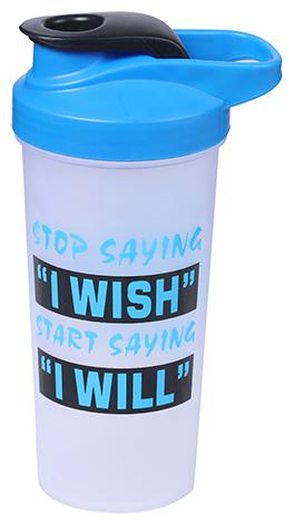 

TRUE INDIAN 700 ML SHAKER PROTEIN SHAKER BOTTLE SHAKE WATER BOTTLE (WHITE-BLUE)