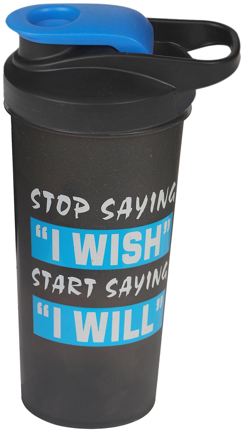 

TRUE INDIAN 700 ML SHAKER PROTEIN SHAKER BOTTLE SHAKE WATER BOTTLE (BLACK-BLUE)