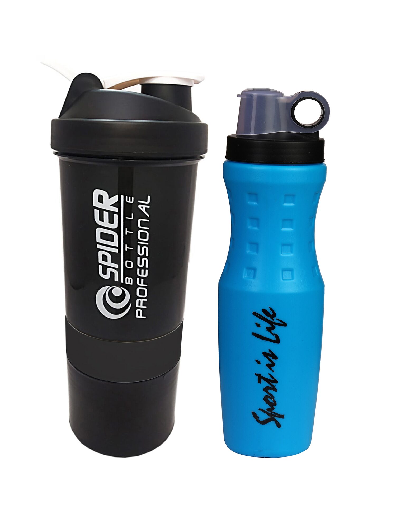 

True Indian Special Combo Pack Buy 1 get 1 Free Sport Shaker and Sipper Bottle Protein Shaker Gym and Water Bottle Shaker (Pack of 1) (Black)
