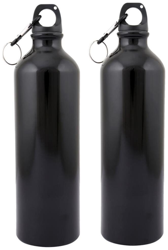 

Tuelip Aluminium Durable Sports Sipper Water Bottle For College School Bottle 750 ml With Carabiner (Pack of 2 Black)