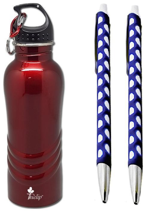 

Tuelip Combo Of Stainless Steel Sports Water Bottle For Sports Gym Hiking College Office 750ml With Free 2 Webbing Circle Grip Ball Pen