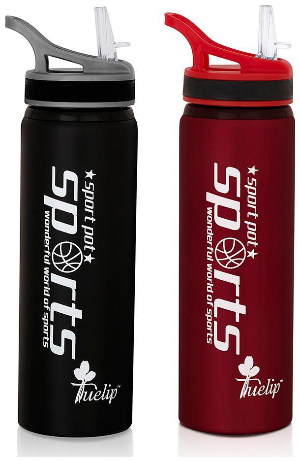 

Tuelip Combo 02 Stainless Steel Water Bottle For College School Gym Sports Water Bottle 750 ml (Red Black)