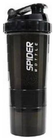 Tuelip Protein Powder Shaker Sports Water Bottle Fitness Mixer Sports Fitness Gym 3 Layers (Black) 500ml