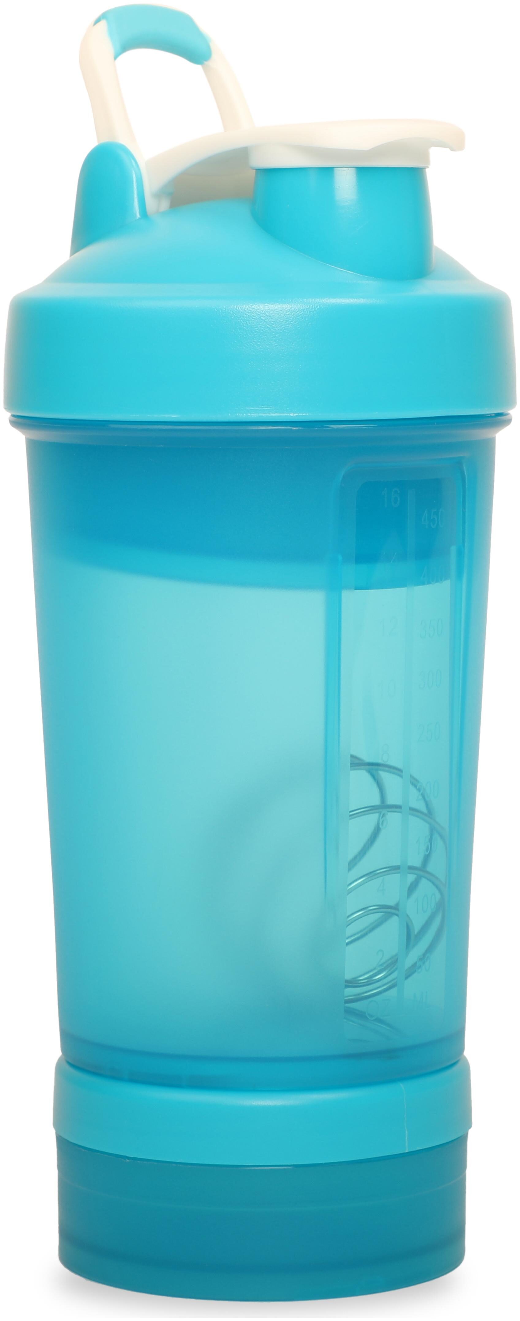 

Tuelip Shaker Bottle 500ml with Storage Compartment and Pill Tray (Flip Handle lid)