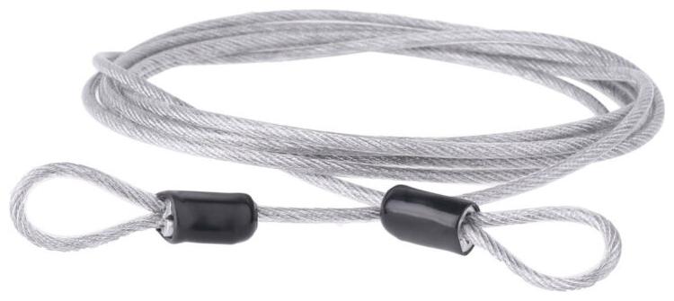 US 2Pcs 2m Double Loop Cables Rope Bike Braided Steel Chains Door Lock Safe New