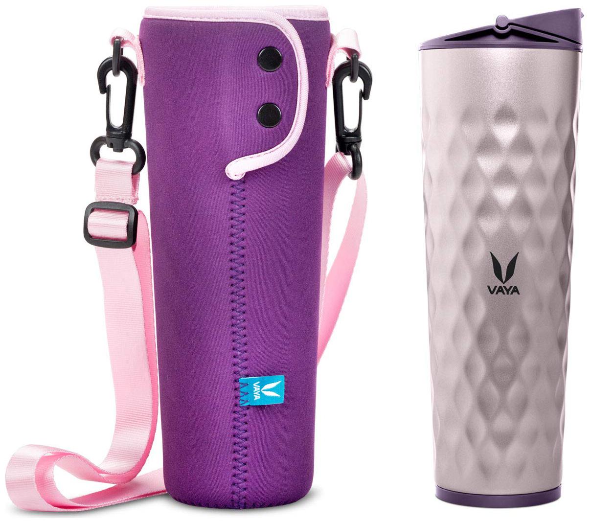 

Vaya Drynk with GoBag - 600 ml Thermosteel Vacuum Insulated Flask Sipper Water Bottle with Purple Water Bottle Bag (Tumbler Sipper) Color - Purple