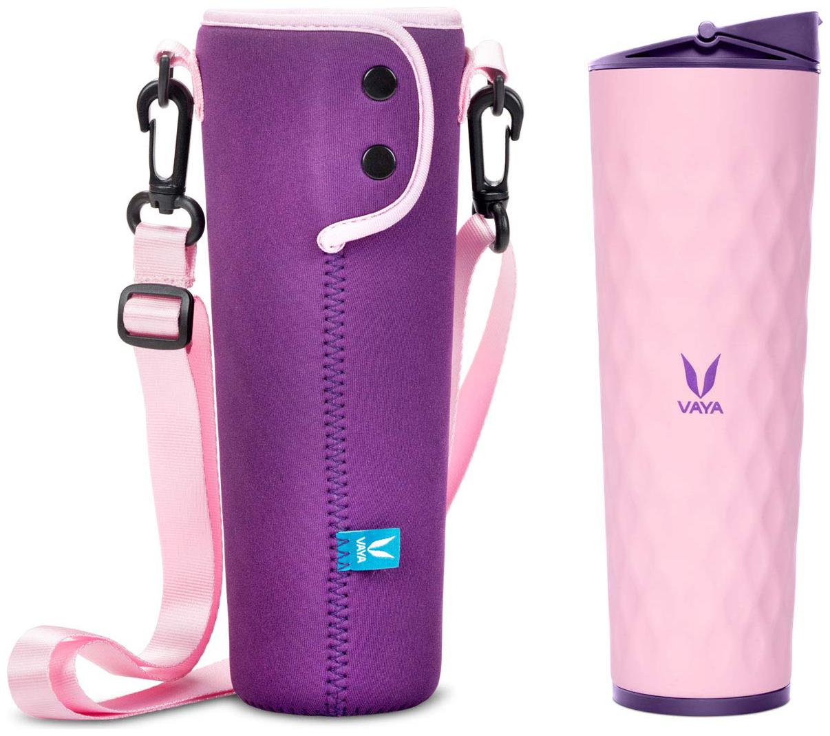 

Vaya Drynk with GoBag - 600 ml Stainless Steel Thermos Flask Vacuum Insulated Sipper Water Bottle with Purple Water Bottle Bag (Tumbler Sipper) Color - Pink