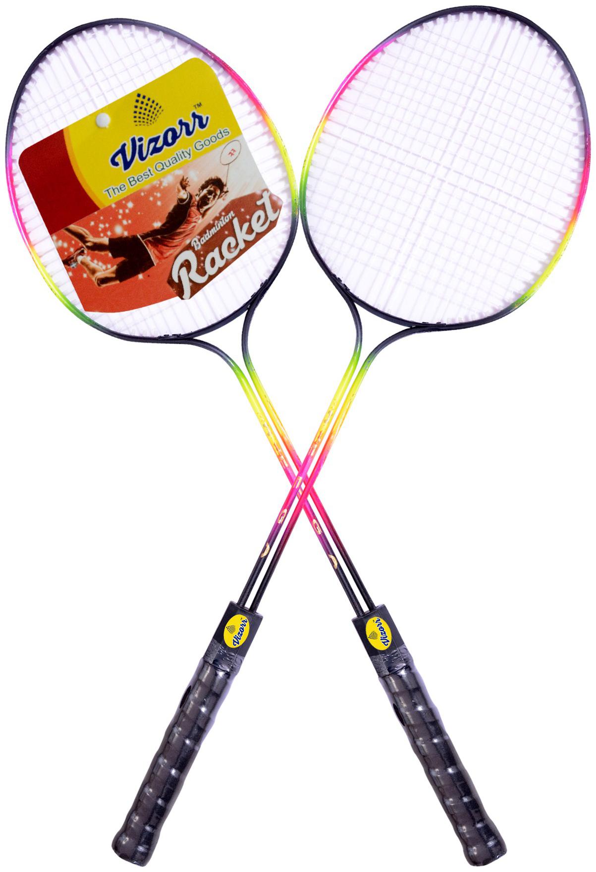 

Vizorr Racer Double shaft Multicolor Unstrung Badminton Racquet