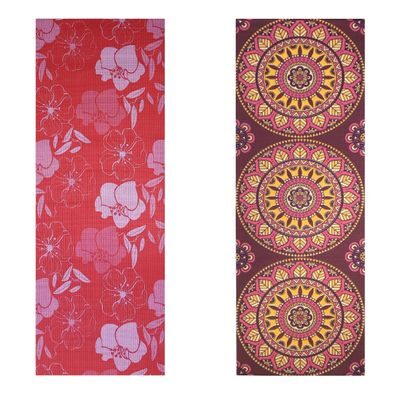 

Vritraz Printed Extra Thick 6mm 182 88 cm (72 inch)x60 96 cm (24 inch) Long Premium Eco Safe Non Slip Yoga Mat With Free Carry Bag RedFlower-Round (Pack of 2)