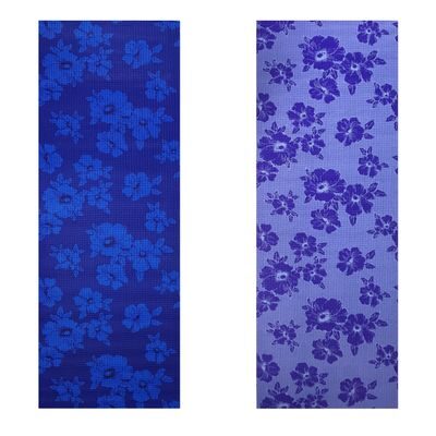 

Vritraz Printed Extra Thick 6mm 182 88 cm (72 inch)x60 96 cm (24 inch) Long Premium Eco Safe Non Slip Yoga Mat With Free Carry Bag BlueDark-BlueFlower (Pack of 2)
