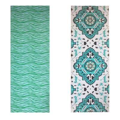 

Vritraz Printed Extra Thick 6mm 182 88 cm (72 inch)x60 96 cm (24 inch) Long Premium Eco Safe Non Slip Yoga Mat With Free Carry Bag GreenWave-Rhombus (Pack of 2)
