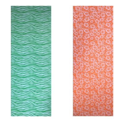 

Vritraz Printed Extra Thick 6mm 182 88 cm (72 inch)x60 96 cm (24 inch) Long Premium Eco Safe Non Slip Yoga Mat With Free Carry Bag GreenWave-OrangeFlower (Pack of 2)