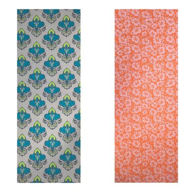

Vritraz Printed Extra Thick 6mm 182 88 cm (72 inch)x60 96 cm (24 inch) Long Premium Eco Safe Non Slip Yoga Mat With Free Carry Bag GreenPattern-OrangeFlower (Pack of 2)