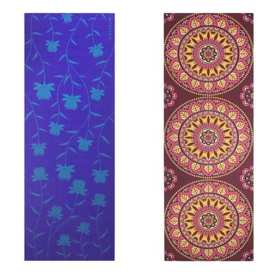 

Vritraz Printed Extra Thick 6mm 182 88 cm (72 inch)x60 96 cm (24 inch) Long Premium Eco Safe Non Slip Yoga Mat With Free Carry Bag BlueLotus-Round (Pack of 2)