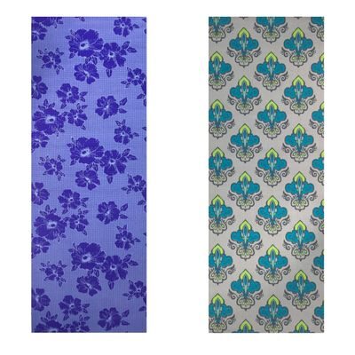

Vritraz Printed Extra Thick 6mm 182 88 cm (72 inch)x60 96 cm (24 inch) Long Premium Eco Safe Non Slip Yoga Mat With Free Carry Bag BlueFlower-GreenPattern (Pack of 2)