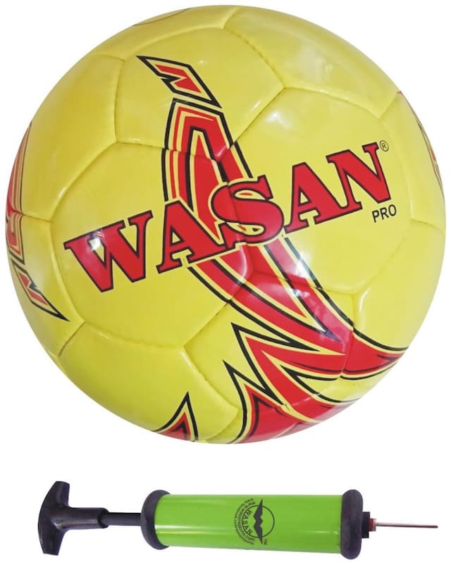 Wasan Pro Football Size 5 - Yellow/Red with Pump -12 Yrs and Above