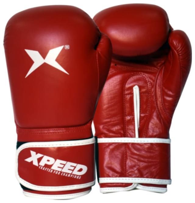 XpeeD Contest Fight Training Boxing Gloves Red in Pure Leather Various Sizes 10;12;14Oz
