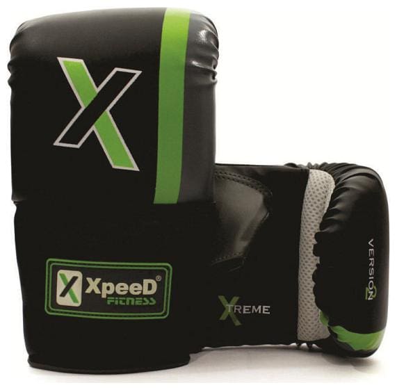 XpeeD Men's Xtreme PVC Bag Gloves, Free Size (Black Green) for Heavy Punching Bag Work