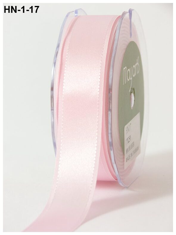 HN17 May Arts 1 Inch Satin Grosgrain Edge Ribbon Pink 5 Yards