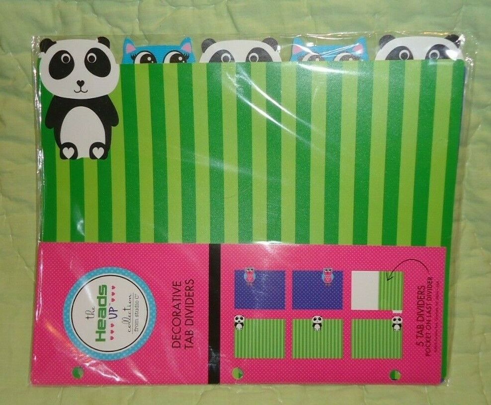 Buy 2 Packages Plastic Decorative Tab Dividers Panda Owl 5 Tabs 1