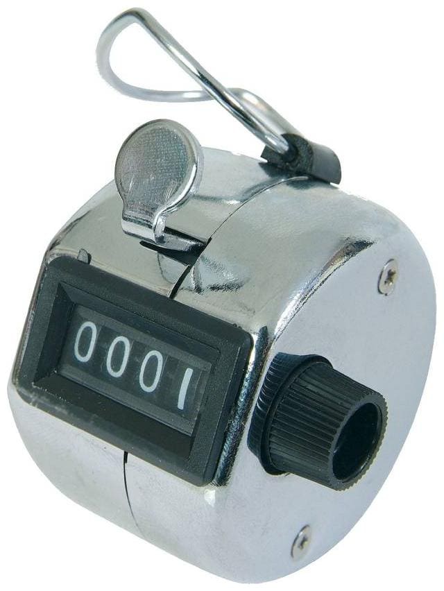 4 Digit Manual Mechanical Click Analog Tally Counter  (Silver Pack of 1)