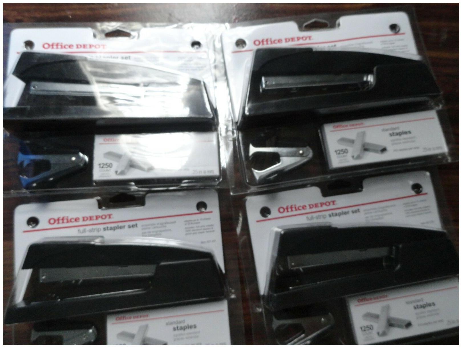 

4 X Office Depot Brand Premium Full-Strip Stapler Combo With Staples And Remover