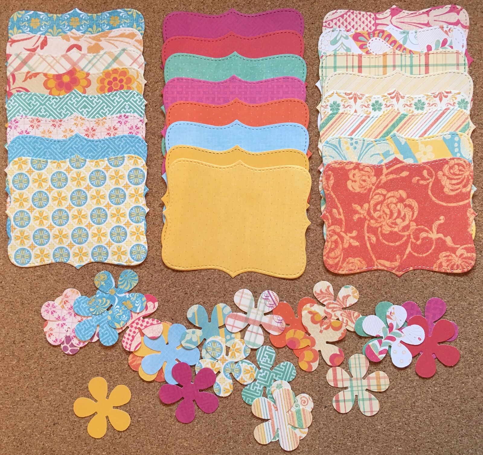 

44 Sizzix Stampin Up Top Note Flower Set -DCWV Sorbet 1 2 with Glitter