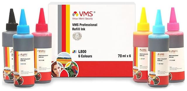 VMS Professional Refill Ink (70ml x 6) for Inkjet Printers (Cyan, Light Cyan, Magenta, Light Megenta, Yellow, Black)