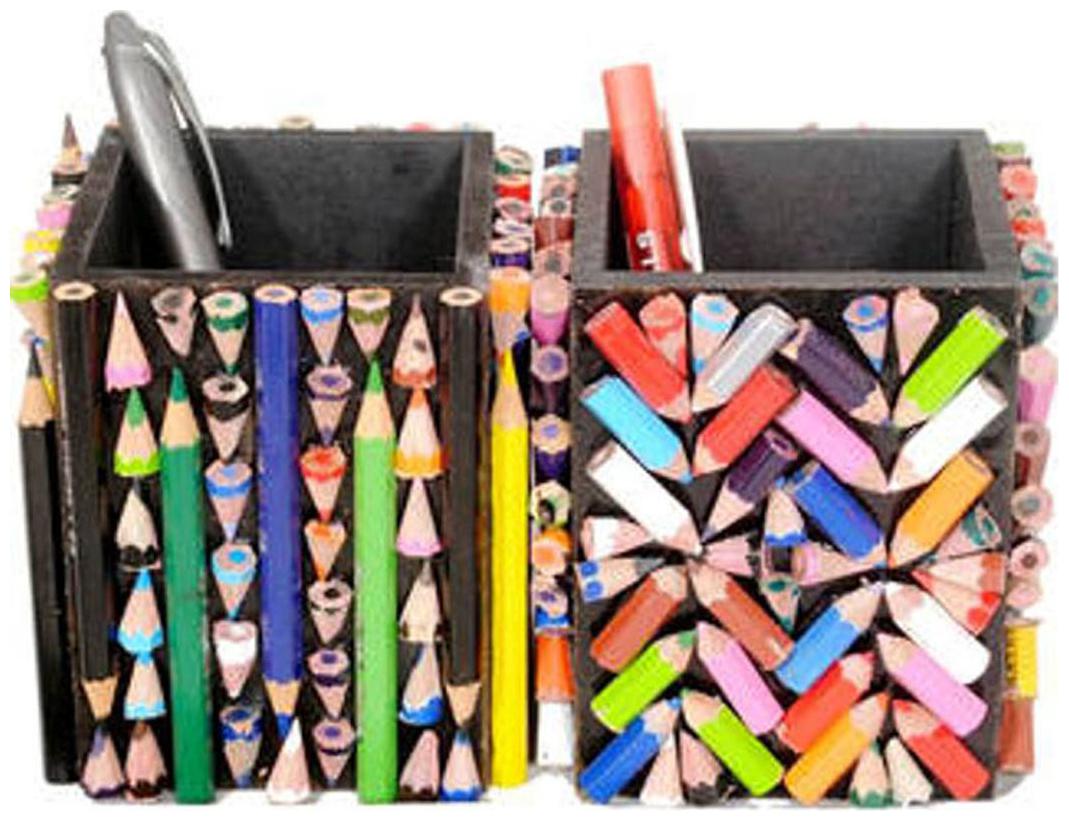

Aahum Sales Wooden Handmade Pen Stand Made Of 300 Natraj Color Pencils (Set Of 2)