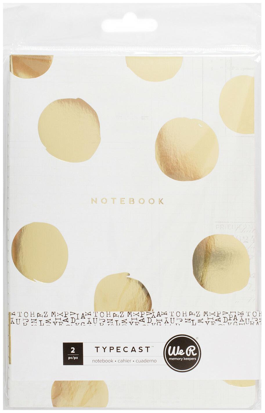 

American Crafts We R Memory Keepers Typecast 2-Piece 5 75 x 8 25 Gold Notebook