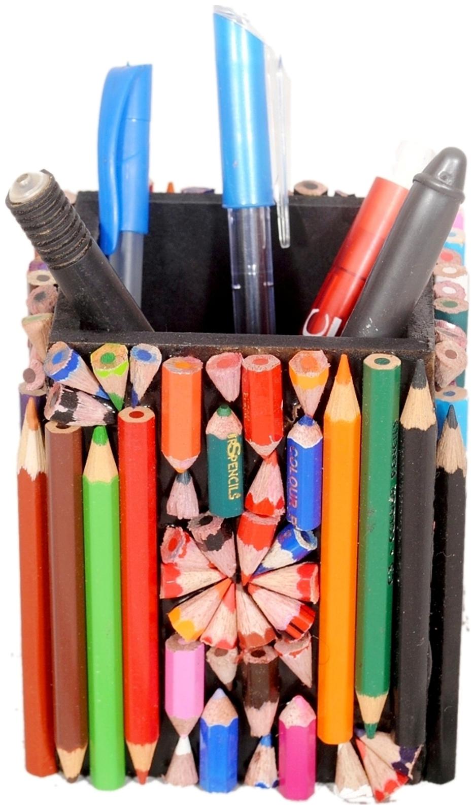 

Ananda Sales Wooden Handmade Pen Stand Made Of 150 Natraj Color Pencils