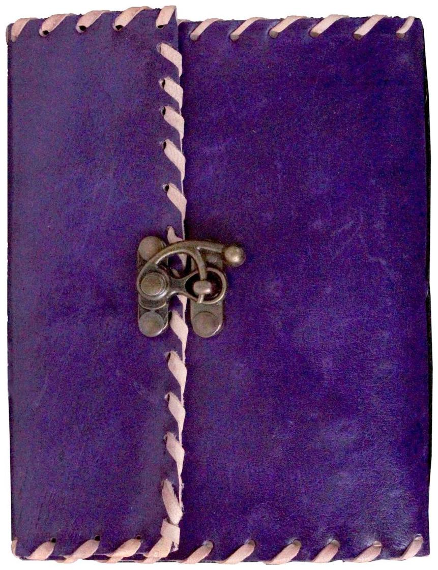 

Anshika International Pure Genuine Real Vintage Leather Handmade paper Notebook Diary with metal C Lock -Size of 4x6 inch