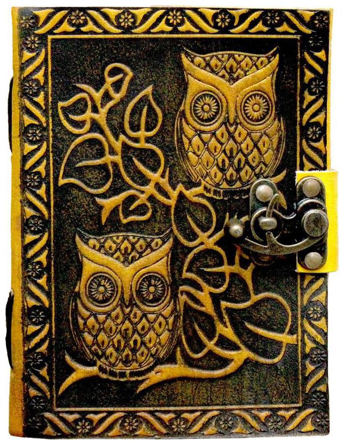 

Anshika International Original Yellow Owl Design Diary with Lock Handmade Handcrafted Notebook Diary for Girls Boys
