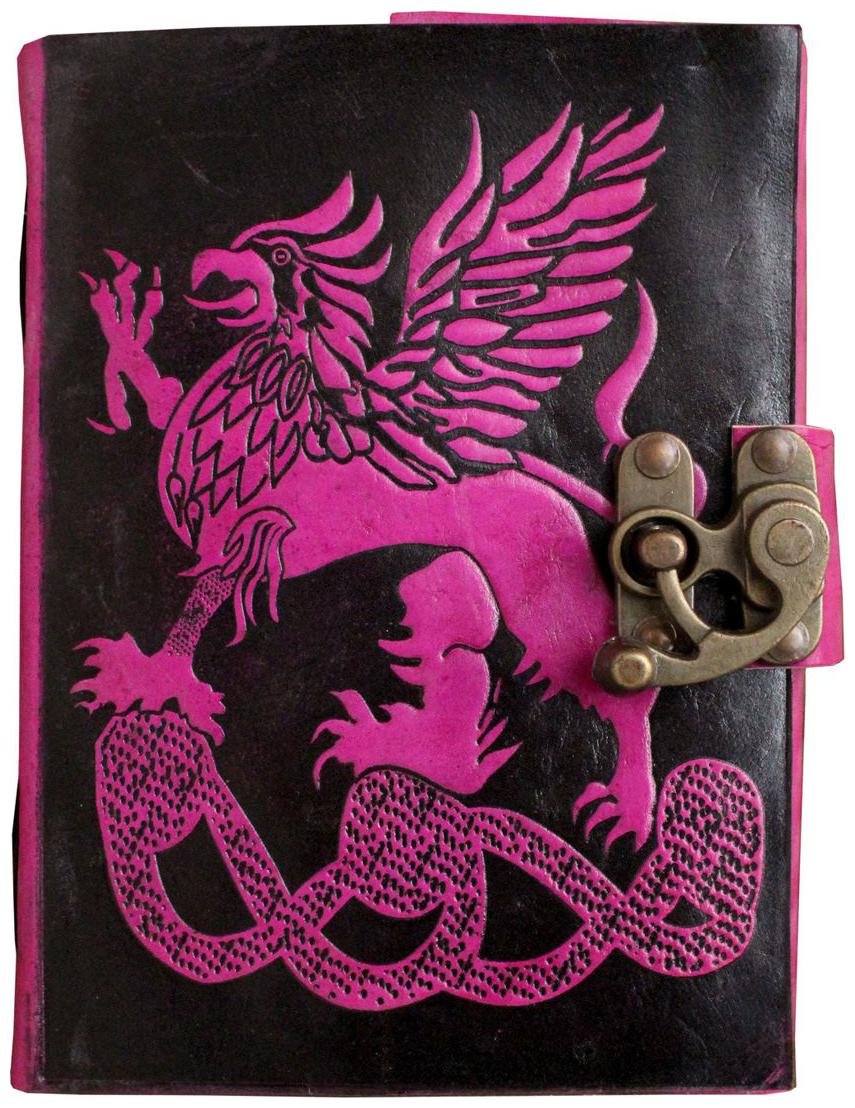 

Anshika International Pure Genuine Real Vintage Hunter Leather Handmade paper Notebook Diary With attractive Metal Lock and Engraved Dragon-Diary