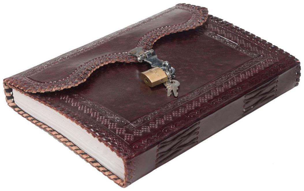 

Anshika international Real Leather Diary Vintage Hunter Handmade Pure Genuine Leather paper Notebook For office Home College With attractive Lock - Size of 10 x 7 inch