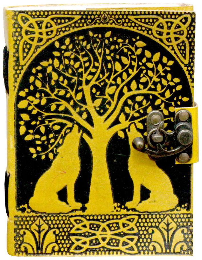 

Anshika International Original Leather Yellow Crying Wolf Lock Diary Notebook With Premium Paper Diary