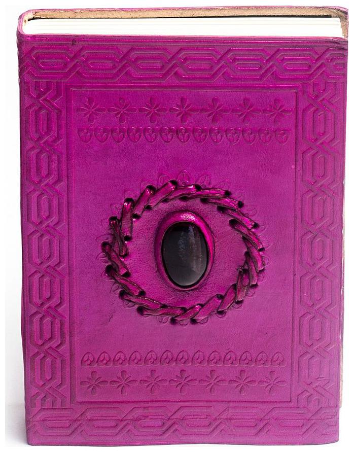 

Anshika International Pure Genuine Real Vintage Hunter Leather Handmade paper Notebook Diary With attractive Shinning Stone Pink Diary - Size of (H) 7 (L) 5 inch