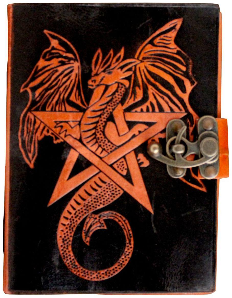 

Anshika International Real Vintage Leather Handmade paper Notebook Diary With attractive Metal Lock and Engraved Dragon Diary