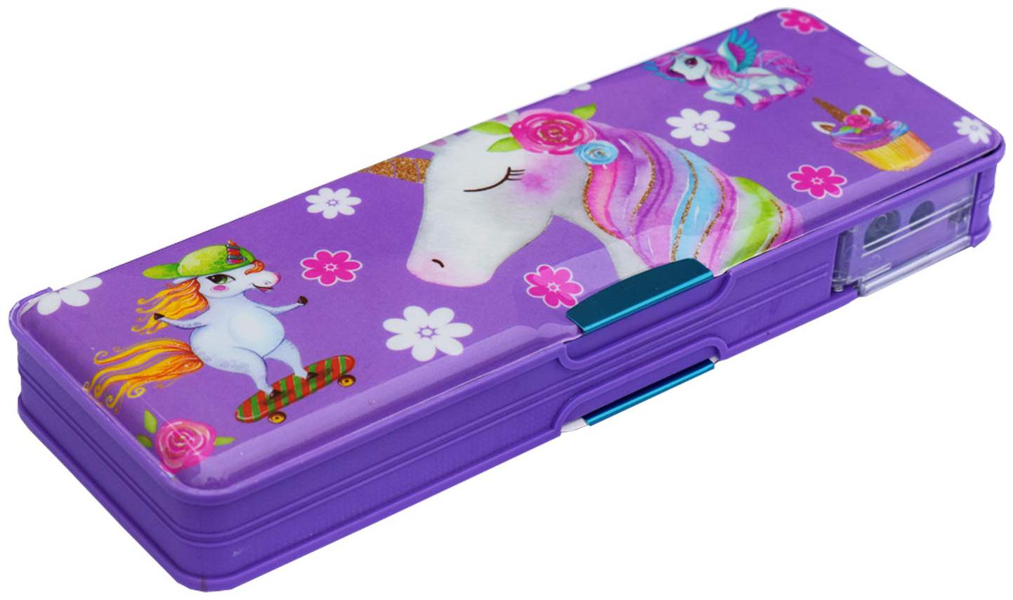 

Asera Unicorn Pencil Box with Sharpener for Kids Birthday Return Gifts (Purple)