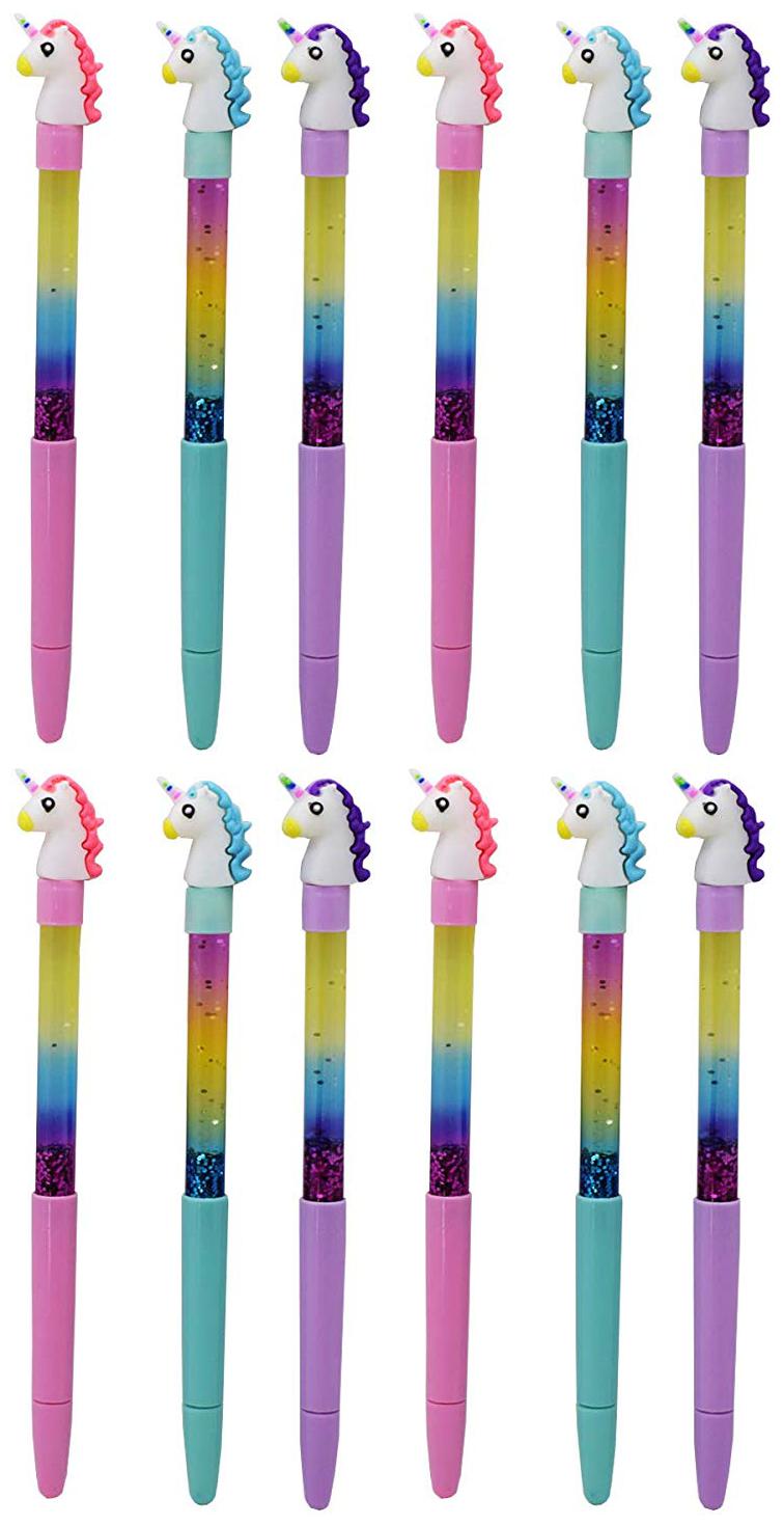 

Asera Unicorn Pen Fancy Pen Water Sparkle Gel Pen for Kids Birthday Return Gifts Party Favours Favors Take Away Gifts (Pack of 12)