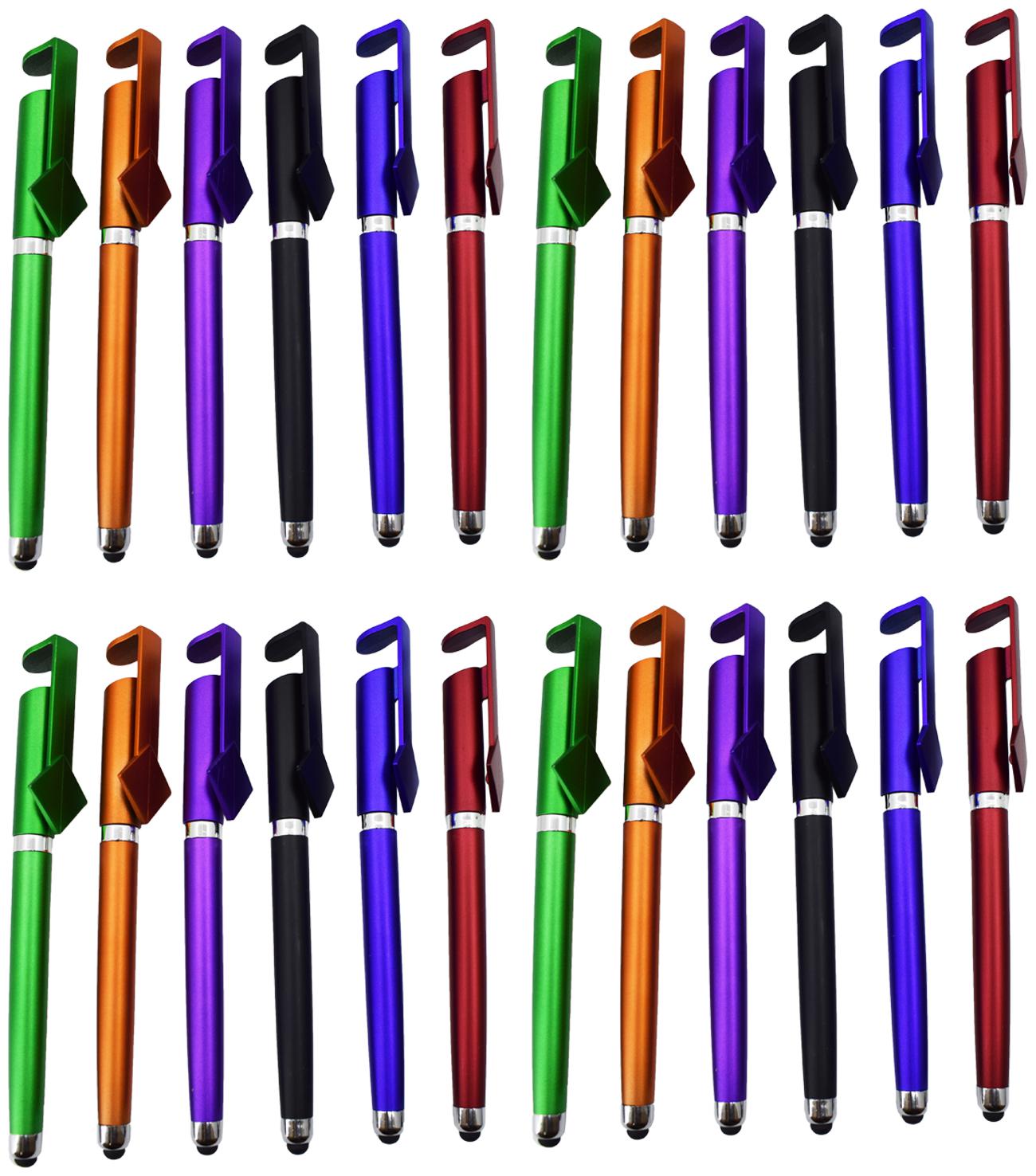 

Asera Universal 3 in1 Function Stylus Gel Pen with Mobile Stand Holder Writing Pen Screen Wipe for All Android Touchscreen Mobile Phones and Tablets (Set of 24)