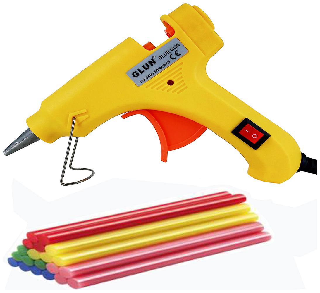 

bandook 20W Hot Melt Glue Gun Dodger With 20 Fluorescent Glue Sticks Yellow Color With Power Indicator